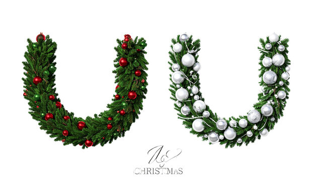 Festive Fir Garland Variations — isolated on transparent background