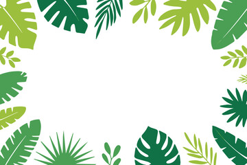tropical leaf frame decorative border with assorted green foliage