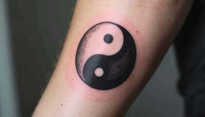  Yin yang tattoo on human arm