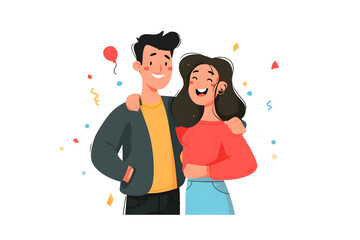 Couple celebrating new year with love and joy illustration.