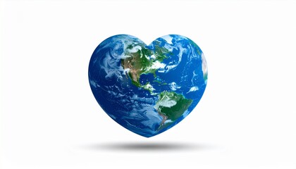 Fototapeta premium Heart-shaped Earth with visible continents and cloud formations for editorial environmental photography global unity decor and poetic devotion-themed visuals