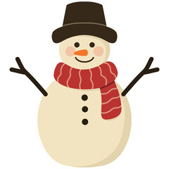 illustration of a snowman wearing a hat and scarf 