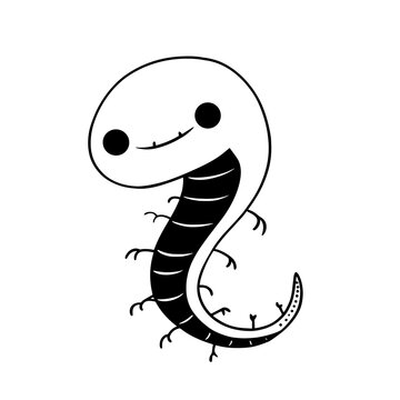 Caecilian. Caecilian simple black and white line art vector logo