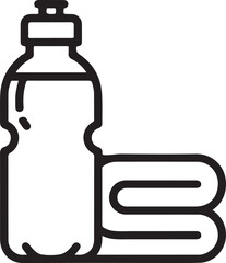 Water bottle with B vitamin symbol, hydration and health concept, minimalist line art, isolated on white background.