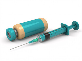Professional medical rendering showcases vial and syringe, ideal for healthcare marketing, pharmaceutical ads, and vaccination awareness campaigns showing treatment