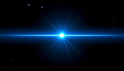 Blue light burst with radial beams and starburst effect on black background for editorial visual effects photography digital decor and poetic illumination-themed visuals