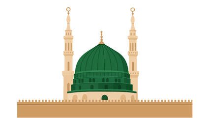 Roza Mubarak Green Dome Islamic Religious Artwork © Raza