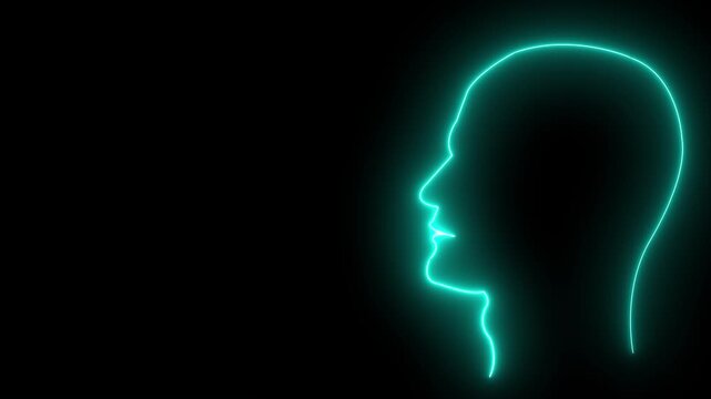 Human head profile outline, blank mind concept. Digital graphics for advertising and creativity. 4k video
