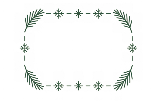 Christmas pine branches and snowflakes forming an elegant oval frame, festive winter holiday border with transparent background - Powered by Adobe