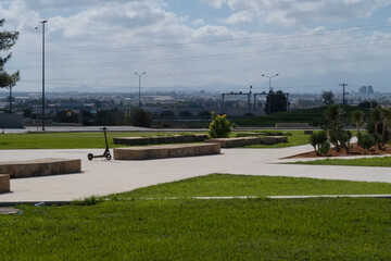 Obraz premium City, nature, university, mountains, trees, flowers, beauty, buildings