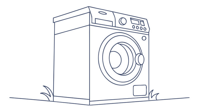 Modern washing machine line art for laundry day concepts, appliance promotion, and eco-friendly cleaning solutions with a clean, minimalist design
