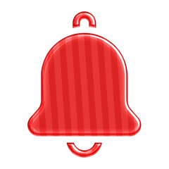 Glossy Christmas Notification Bell icon with a 3D effect - Red candy cane striped jelly alert symbol for holiday web UI