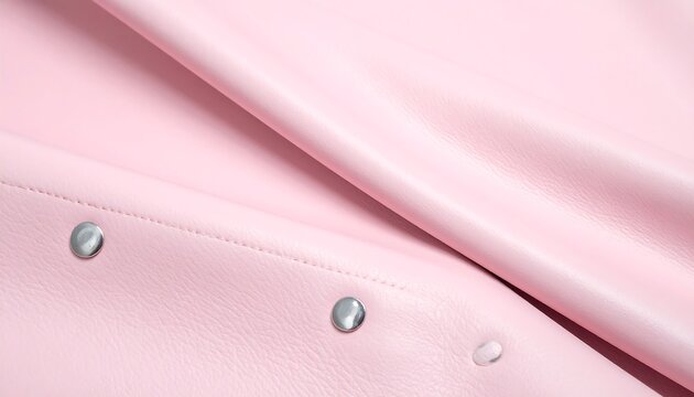 Pink draped fabric with subtle texture and metal studs along stitched seam in the left side corner