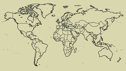 Clean and modern linear illustrations of the planet Earth, accurate continental outlines, longitude and latitude lines, and abstract global concepts in minimal vector style.