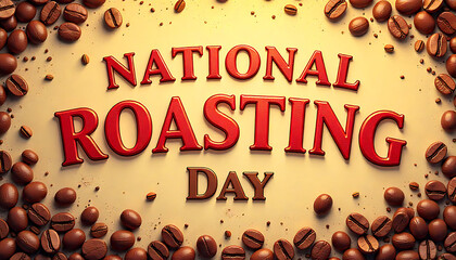 Celebrating national roasting day with coffee beans around the text design 4k and hd image