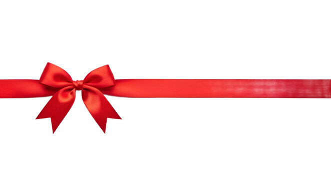 Isolated red ribbon ,  Red bow and ribbon. Realistic holiday decoration 
