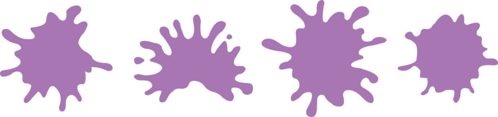 Obraz premium Set of purple splashes on white background. Different ink and paint splash vector design.