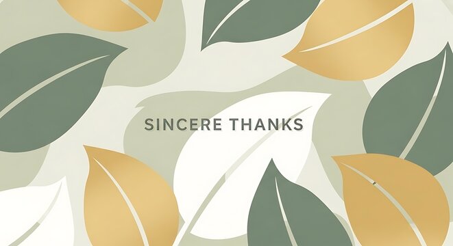 Elegant leaf pattern with the text sincere thanks, ideal for expressing gratitude and appreciation with a stylish and natureinspired design