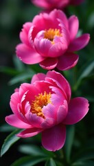 Obraz premium Bold pink peony cluster, rich color saturation , romantic, blossom detail