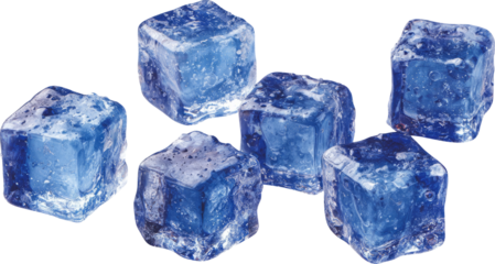 Blue ice frozen cube cold crystal clear chill refresh