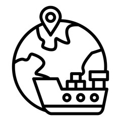 Worldwide Shipping Boat Line Color Icon