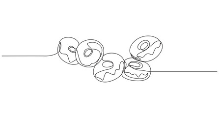 Fresh donuts Icon continuous single line art vector illustration,