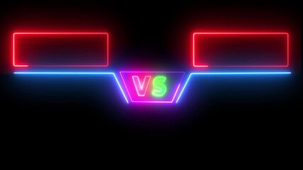 Versus icon animation glowing neon red color v and s letter game match team challenge frame box match sport sign symbol. Glowing neon line vs icon isolated animation. - Powered by Adobe