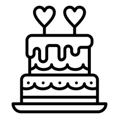 Wedding Cake Line Color Icon