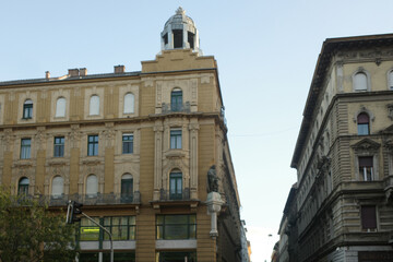Facade of an old building in Budapest, Hungary