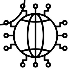 Worldwide Network Line Color Icon