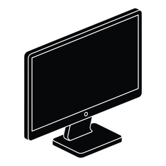 Isometric computer monitor flat design vector icon, isolated technology display device for digital information, desktop screen with empty blank space, modern electronic peripheral gadget on stand.