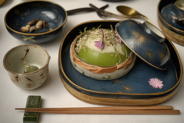Refined Japanese dining features beautifully presented Kaiseki course meal with vibrant colors