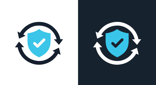Continuous security update loop - Vector icon symbol for website - Icon vector - Blue icon vector - Line and glyph solid icon and logo template