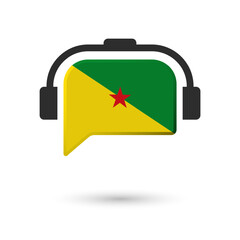 French Guiana Flag Speech Bubble Headphone Language Learning Icon