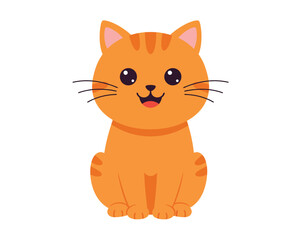 Obraz premium Adorable cartoon orange tabby kitten with big eyes and a happy smile sitting and looking forward