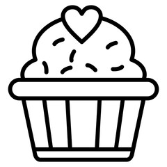 Wedding Cupcake Line Color Icon