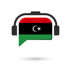 An illustration of Libya map silhouette with glowing blue color gradient and surrounded by grid globe. Suitable for design element, background, or infographic.