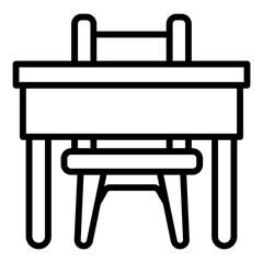 School Desk Line Color Icon