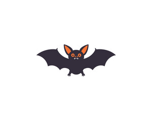 Cute cartoon bat with wide open wings and big ears isolated on a white background perfect for halloween themes