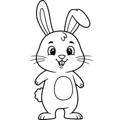 Cute cartoon bunny rabbit standing upright with a happy expression and long ears perfect for coloring pages and children s illustrations