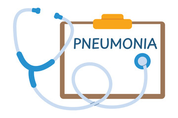 pneumonia written on a clipboard with a stethoscope;