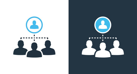 Team hierarchy network concept - Vector icon symbol for website - Icon vector - Blue icon vector - Line and glyph solid icon and logo template