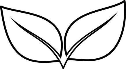 Vector Illustration of Two Simple Green Leaves on White Background, Nature Icon