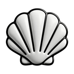 A Detailed 3D Rendering of a White Seashell Isolated on a Transparent Background