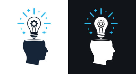 Brainstorming and insight icon - Vector icon symbol for website - Icon vector - Blue icon vector - Line and glyph solid icon and logo template