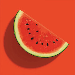 Vibrant watermelon slice on a summer day showcasing refreshing sweetness and juicy texture against a warm background suitable for healthy lifestyle themes