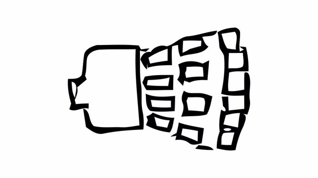 Hand-drawn doodle animation of a futuristic AI connector plug, black line sketch with alpha channel on transparent background.
