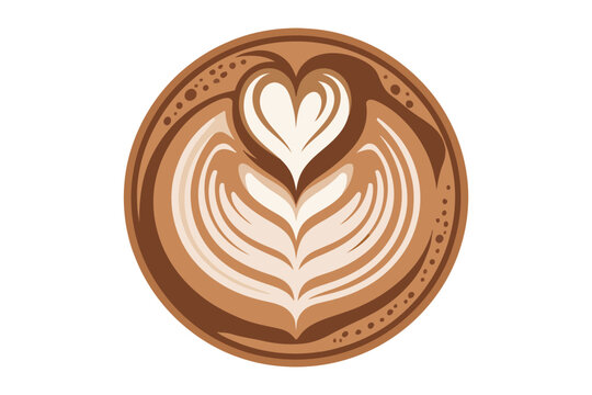 Coffee Latte Art Heart and Rosetta Pattern Vector | Cafe Barista Foam Design