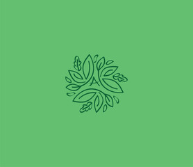 A stylish botanical symbol with elegant leaves &mdash; ideal for eco-brands, natural cosmetics, and wellness design.