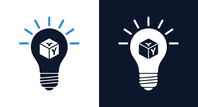 Innovative idea box product icon - Vector icon symbol for website - Icon vector - Blue icon vector - Line and glyph solid icon and logo template